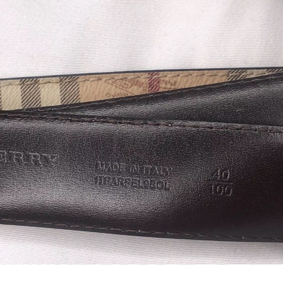BURBERRY Nova Check PVC Leather Belt 40/100 Italy No Buckle Made In Italy - Picture 10 of 16